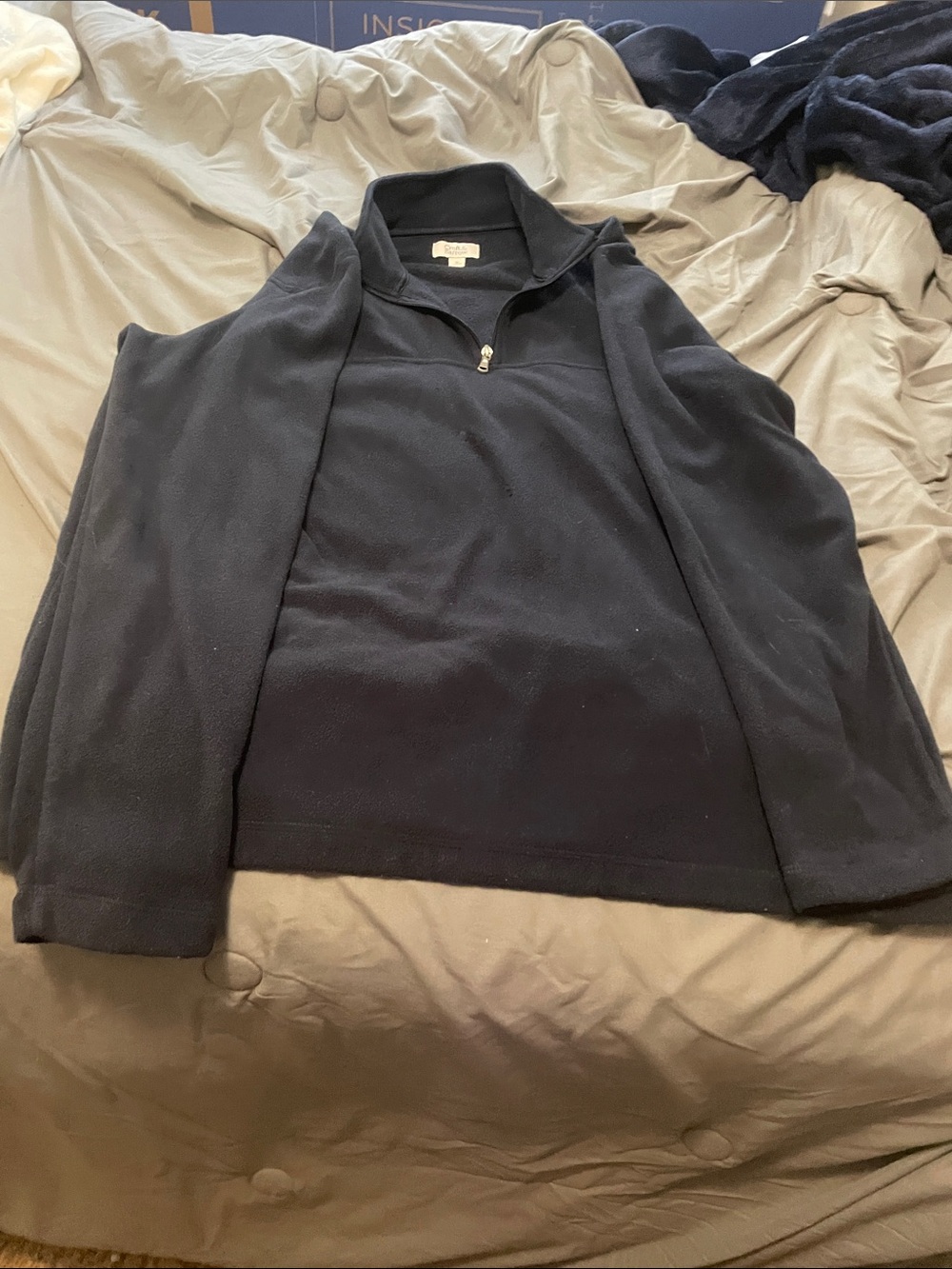 croft & barrow Navy Half-Zip Fleece Pullover